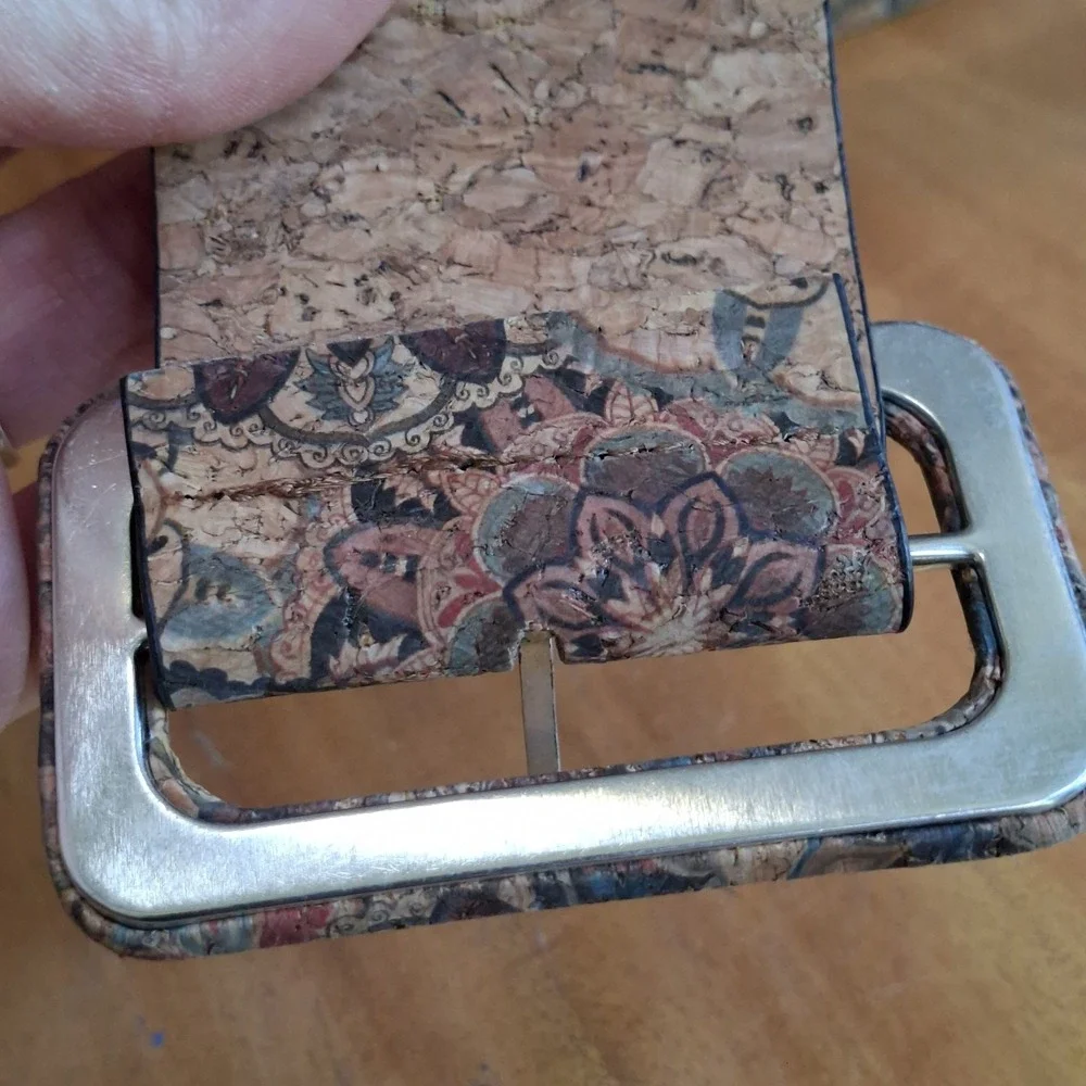 Boho Belt Brown Vintage Bohemian‎ style Buckle Belt Wide Cork Floral 44
